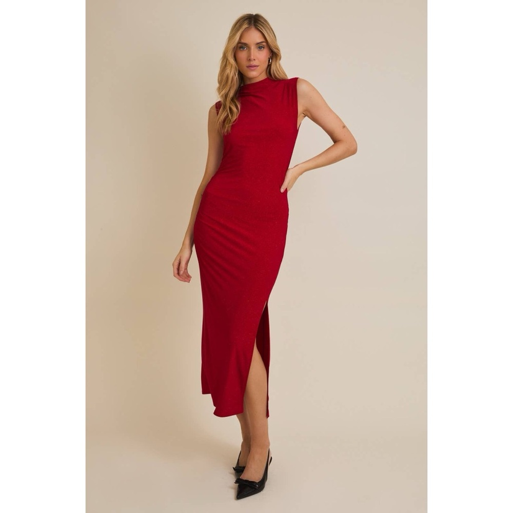 Holiday Crimson Sleek Maxi Dress - Picture 2 of 4